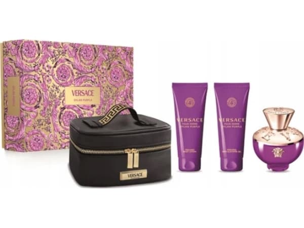 SET VERSACE Dylan Purple EDP spray 100ml + SHOWER GEL 100ml + BODY LOTION 100ml + cosmetic bag