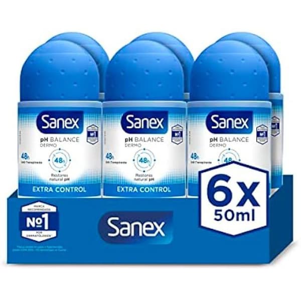 Sanex Roll-on Dermo Extra Control, 50 ml, förpackning om 6