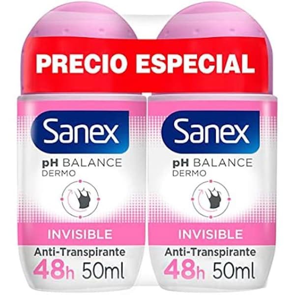 Sanex Roll-On Dermo Invisible Deodorant, förpackning med 2 st