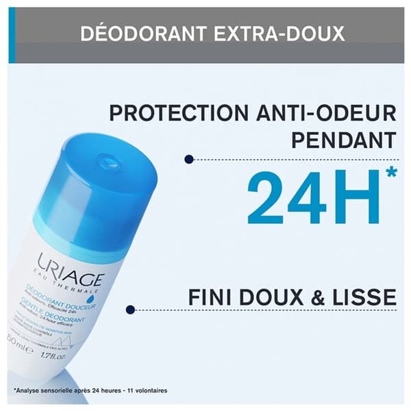 Deodorant - Uriage - Mjukhet Roller - 24H - Utan aluminiumsalter - 50ml