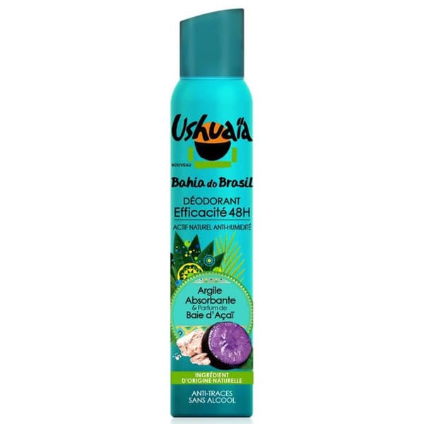 USHUAIA Deodorant Kvinna Bahia Do Brasil Absorberande Lera och Doft av Açaï Bär 48 H - 200 ml