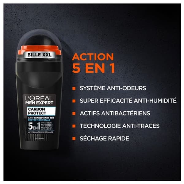 L'OREAL MEN EXPERT Carbon Protect 5-in-1 Ice Fresh Roll-On Deodorant - 50 ml