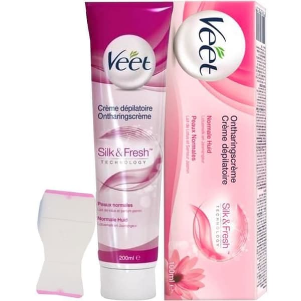 Hårborttagningskräm - VEET - Silk &amp; Fresh - Normala hudtyper - Lätt applicering - Snabba resultat
