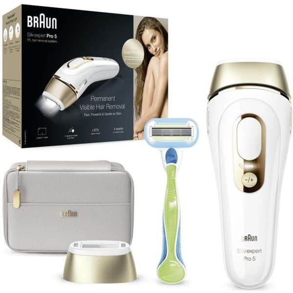 Braun Silk-expert Pro IPL PL5054, guld, vit, IPL, UK, ANVÄND INTE på:• hårbotten, ögonbryn och