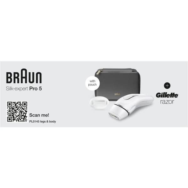 Epilator med pulserande ljus - BRAUN - IPL PL5145 - Vit, grön och svart