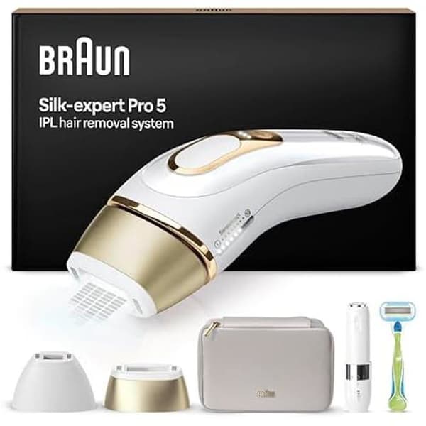 Braun Silk·expert Pro 5 Epilator Med Pulserande Ljus, Hårborttagning För 1 År Av Mjuk Hy, Alternativ Till Laser, Med Väska, Huvud Av