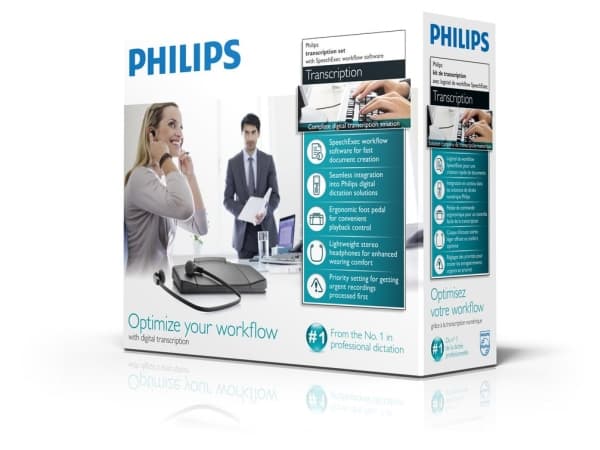 Philips SpeechExec Transcription Set LFH7177 - Abonnemangslicens (2 år) - Win - med USB foot control / stereo headphones