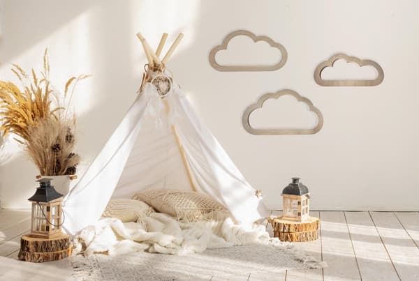 STORE TRÆSKYER 3 stk. SÆT Boho Deco Træ Sky Dekoration