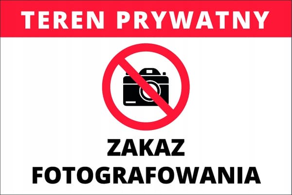 KARTONKI KARTONKI Valokuvauskielto 20x30 cm PVC T022