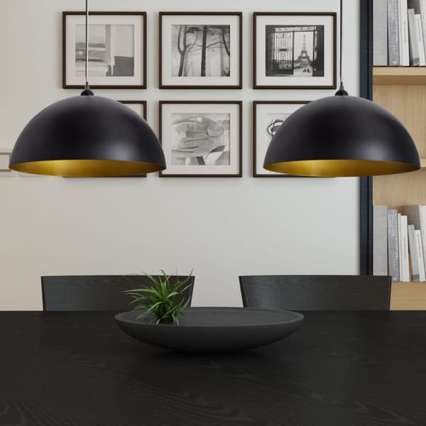 vidaXL loftslampe halvkugle 2 stk. højdejusterbar sort