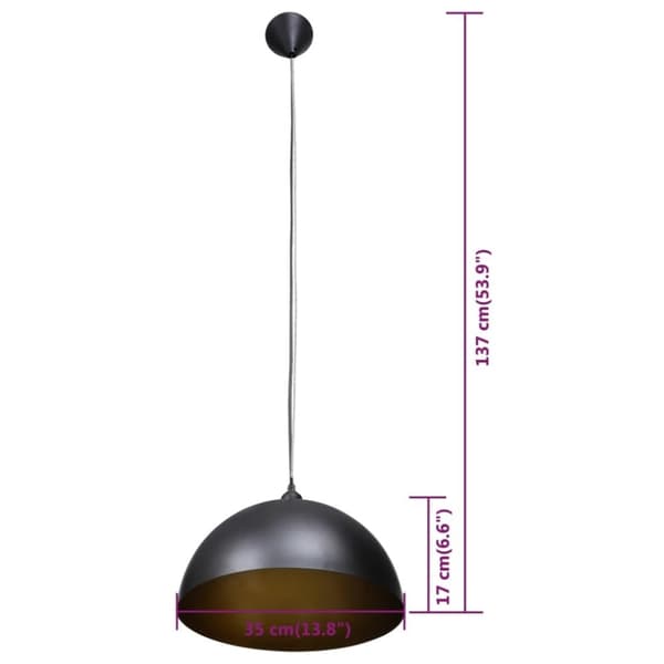 vidaXL loftslampe halvkugle 2 stk. højdejusterbar sort