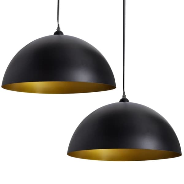 vidaXL loftslampe halvkugle 2 stk. højdejusterbar sort
