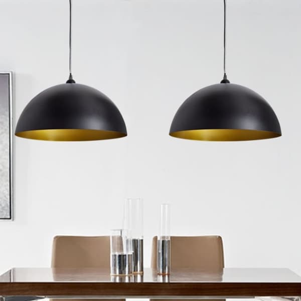 vidaXL loftslampe halvkugle 2 stk. højdejusterbar sort