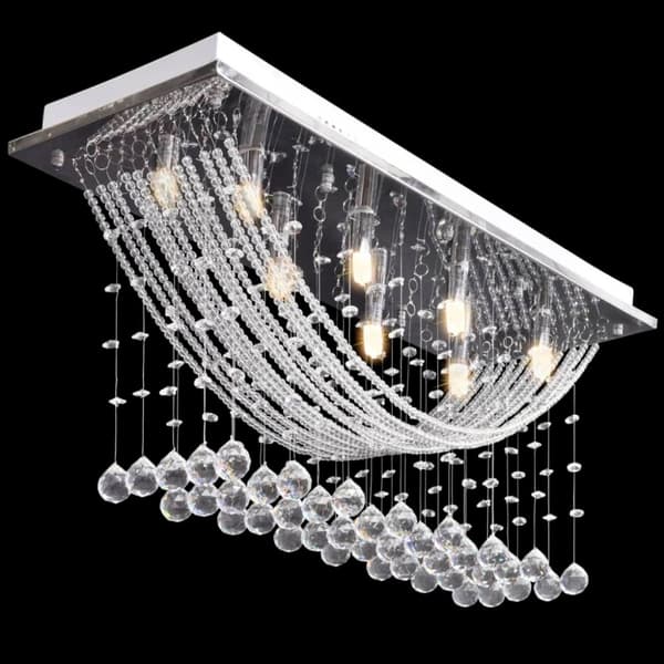 vidaXL Valkoinen kattovalaisin kimaltelevilla lasikristalleilla 8xG9 29cm
