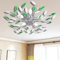 Miniatyrbillede 1 af 4: vidaXL Grøn og Hvidt Loft Lampe med Akryl krystal Blad våben for 5 E14 Pærer