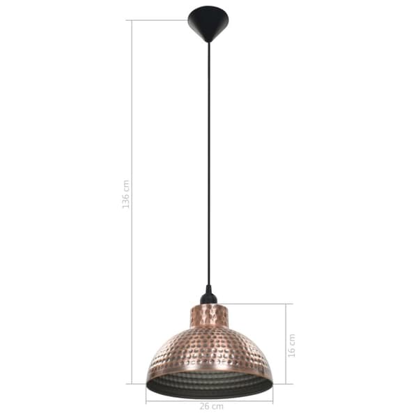 vidaXL Taklamper 2 stk halvkuleformet kobberfarget