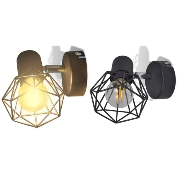 vidaXL Taklampa industri-design spotlights 2 st LED-glödlampor svart