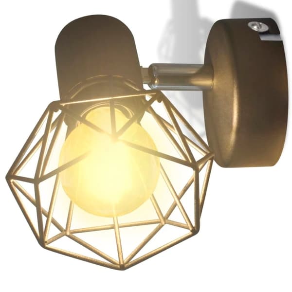 vidaXL Taklampa industri-design spotlights 2 st LED-glödlampor svart