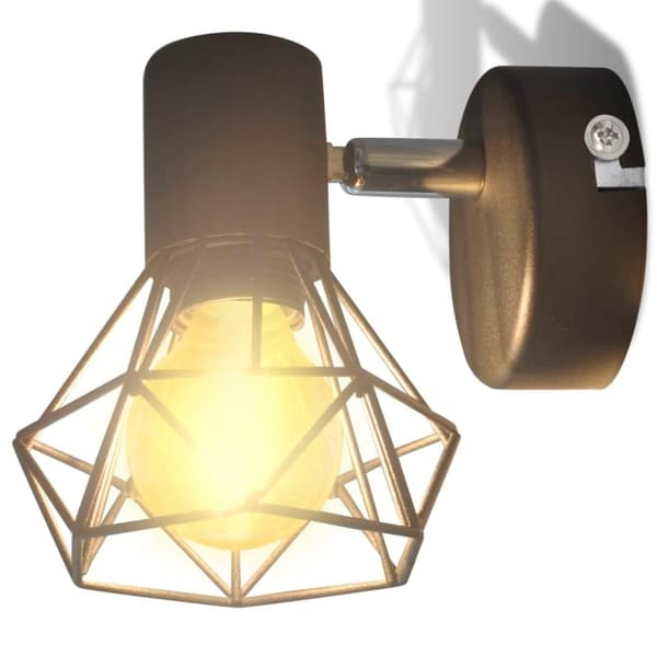vidaXL Taklampa industri-design spotlights 2 st LED-glödlampor svart