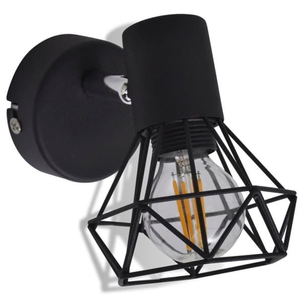 vidaXL Taklampa industri-design spotlights 2 st LED-glödlampor svart