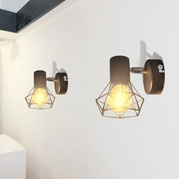 vidaXL Taklampa industri-design spotlights 2 st LED-glödlampor svart