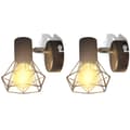 Miniatyrbild 2 av 11: vidaXL Taklampa industri-design spotlights 2 st LED-glödlampor svart