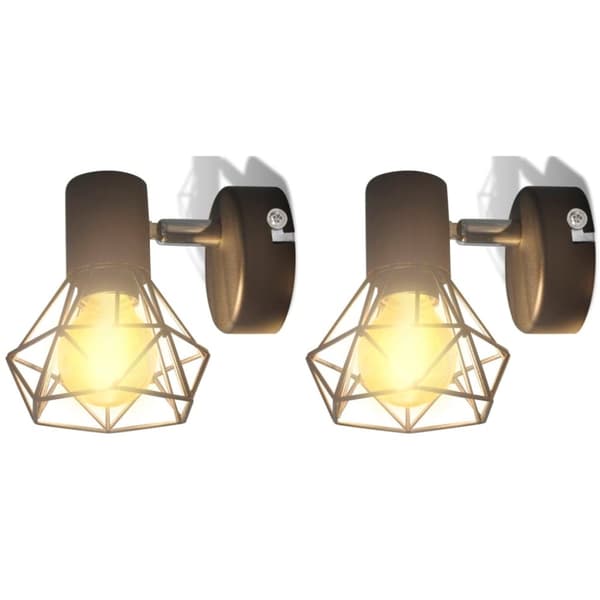vidaXL Taklampa industri-design spotlights 2 st LED-glödlampor svart