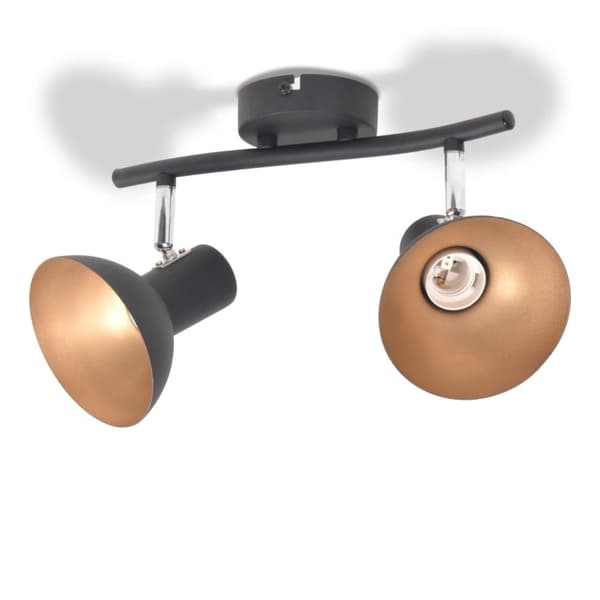 vidaXL Taklampe for 2 pærer E27 svart and gull