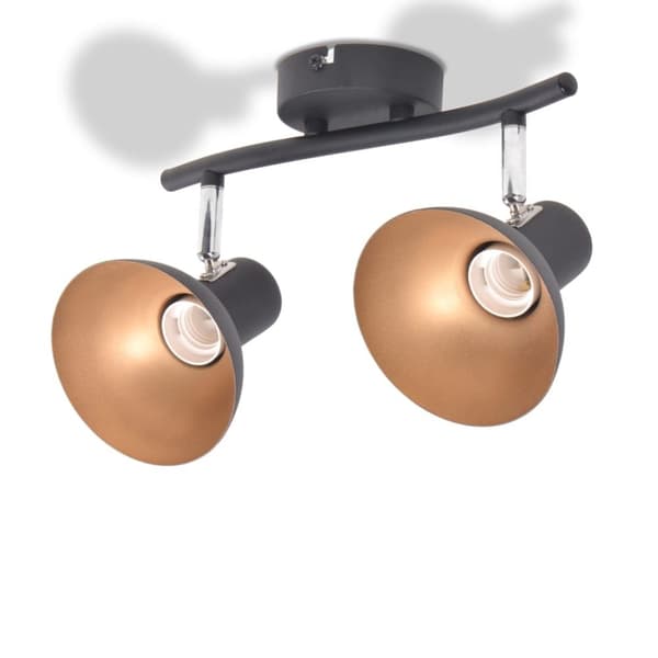 vidaXL Taklampe for 2 pærer E27 svart and gull
