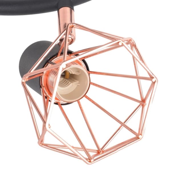 vidaXL loftslampe med 3 spotlys E14 sort og kobberfarvet