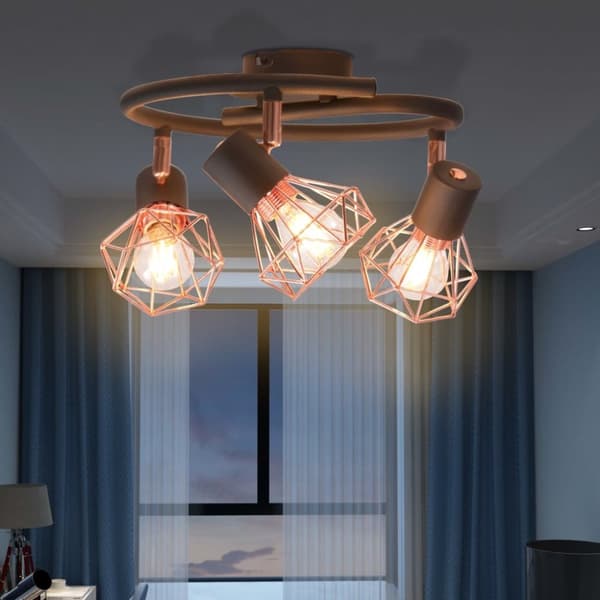 vidaXL loftslampe med 3 spotlys E14 sort og kobberfarvet