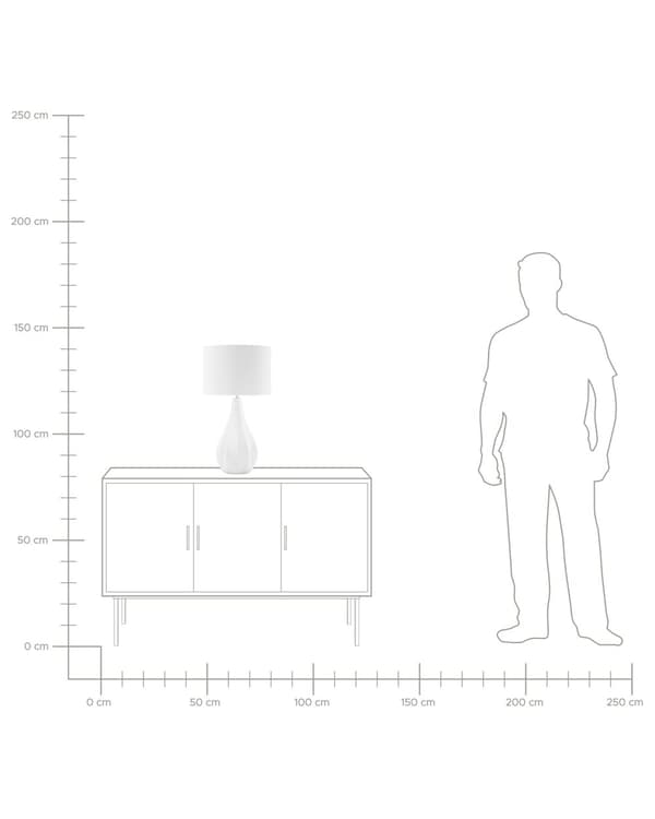 Pöytävalaisin valkoinen 32 x 60 x 32 cm posliinijalka keinosilkki varjostin max 60W