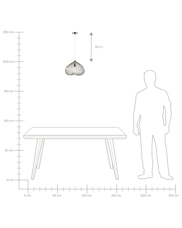 Riippuvalaisin kultainen 38 x 115 x 38 cm metalli pyöreä avonainen teollinen max 60W