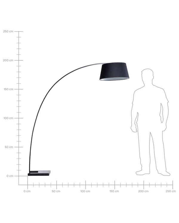 Lattiavalaisin musta 160 x 188 x 50 cm metalli marmori polypuuvilla kaareva