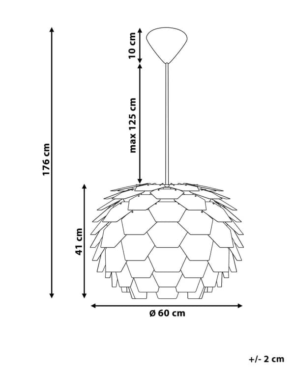 Riippuvalaisin kupari synteettinen materiaali ⌀ 60 x 180 cm pyöreä kävyn muotoinen skandinaavinen tyyli