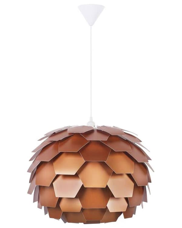 Riippuvalaisin kupari synteettinen materiaali ⌀ 60 x 180 cm pyöreä kävyn muotoinen skandinaavinen tyyli