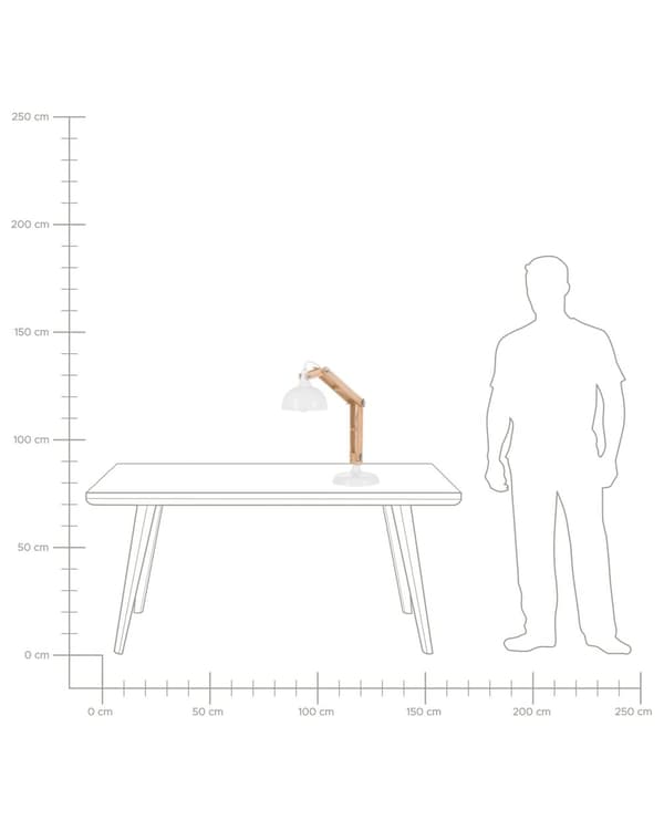 Pöytävalaisin valkoinen 20 x 66 x 18 cm vaalea kumipuu metalli säädettävä max 40W