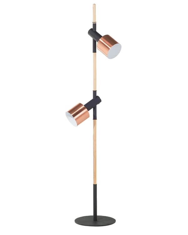 Lattiavalaisin musta tammi metalli ⌀ 28 x 125 cm säädettävä varjostin 2 polttimoa moderni