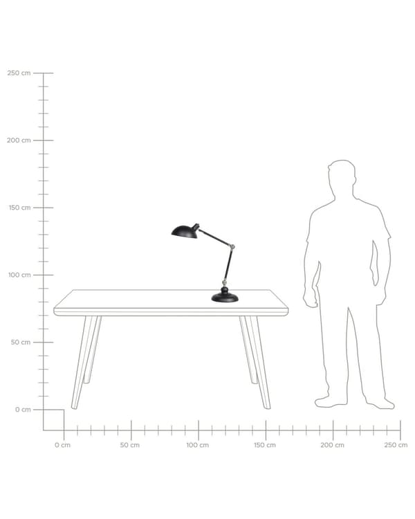 Pöytävalaisin musta 20 x 80 x 19 cm metalli säädettävä lukuvalo max 40W
