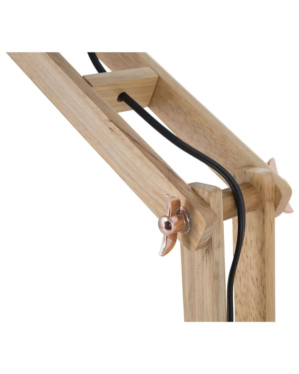 Pöytävalaisin kupari 20 x 66 x 18 cm vaalea kumipuu metalli säädettävä max 40W