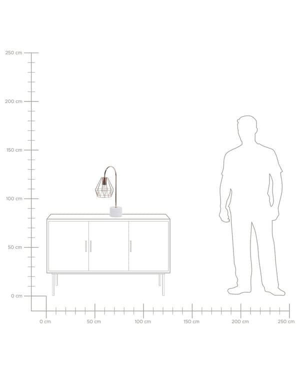 Pöytävalaisin kupari 35 x 50 x 17 cm metalli PVC marmorikuvio kaareva avonainen glamour max 60W