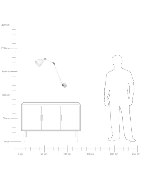 Vägglampa Vit med Silver Metall Lång Svängarm Läslampa Modern Design