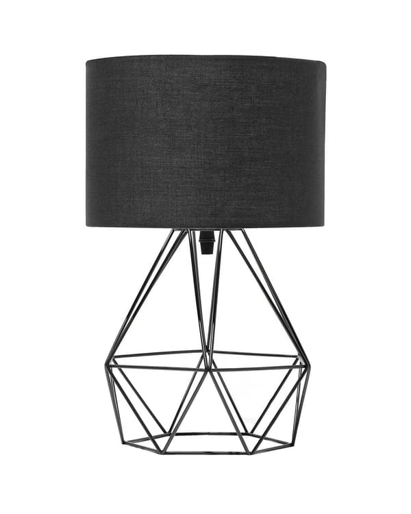 Pöytävalaisin musta 22 x 35 x 22 cm metalli polyesteri rumpumainen glamour max 40W