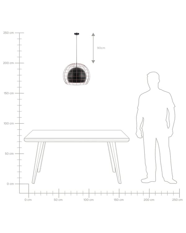 Riippuvalaisin musta 38 x 128 x 38 cm metalli PVC kupari verkko pyöreä max 40W