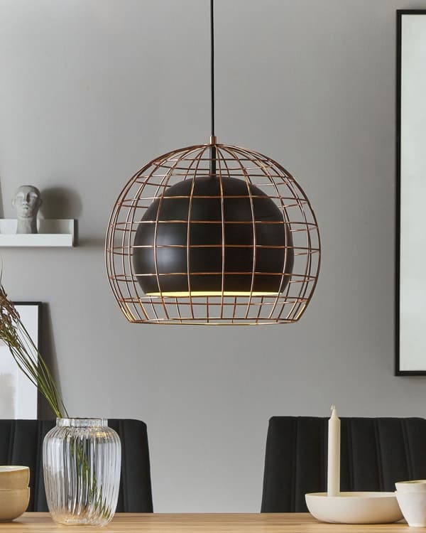 Riippuvalaisin musta 38 x 128 x 38 cm metalli PVC kupari verkko pyöreä max 40W