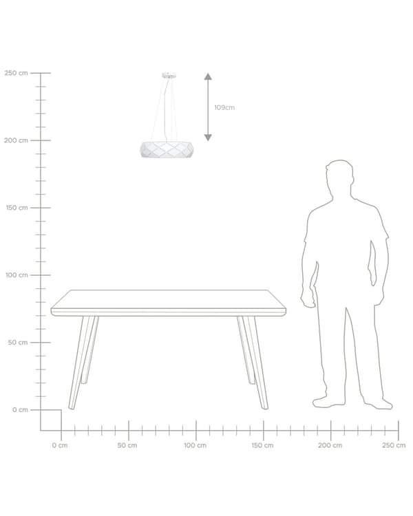Riippuvalaisin valkoinen 40 x 122 x 40 cm metalli PVC pyöreä 3 polttimoa max 40W