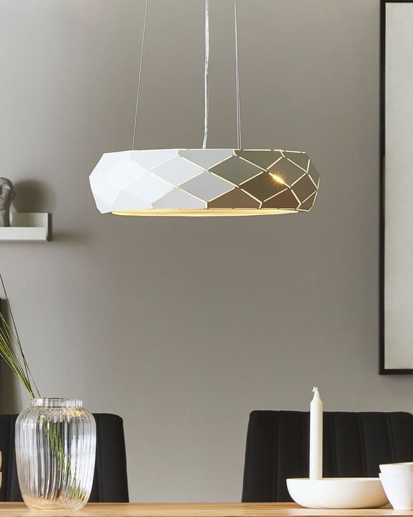 Riippuvalaisin valkoinen 40 x 122 x 40 cm metalli PVC pyöreä 3 polttimoa max 40W