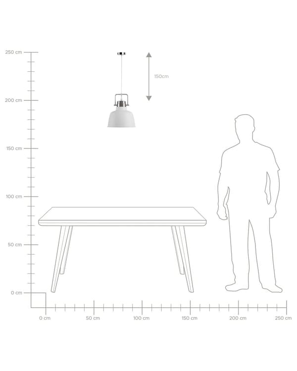 Riippuvalaisin valkoinen 22 x 179 x 22 cm metalli PVC kellomainen teollinen max 60W