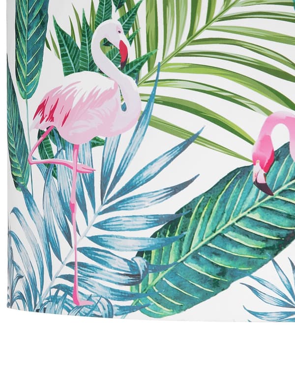 Riippuvalaisin valkoinen 50 x 143 x 50 cm kangas muovi rumpumainen flamingo kuvio max 40W