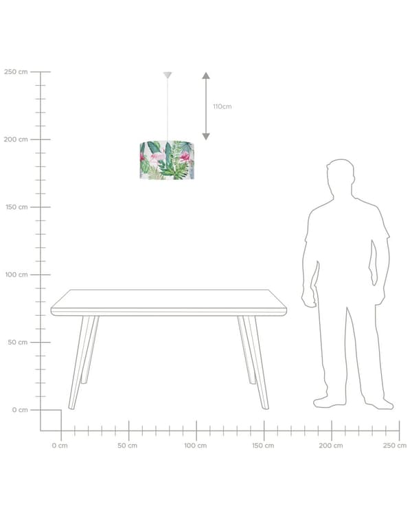 Riippuvalaisin valkoinen 50 x 143 x 50 cm kangas muovi rumpumainen flamingo kuvio max 40W